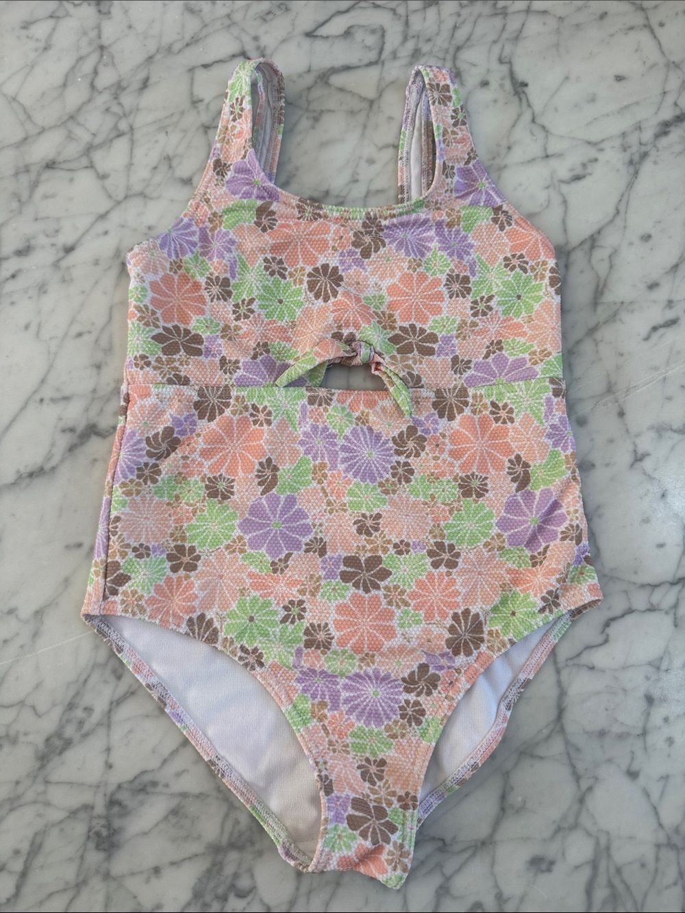 Roxy girl one piece swimsuit textured bow size 8/10